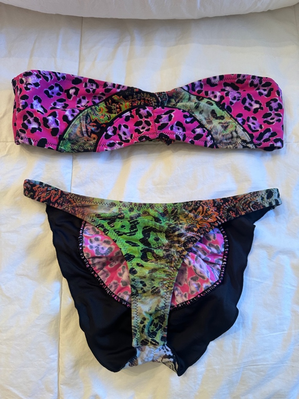 Agua Bendita Animal Print Bandeau Bikini Set - Large